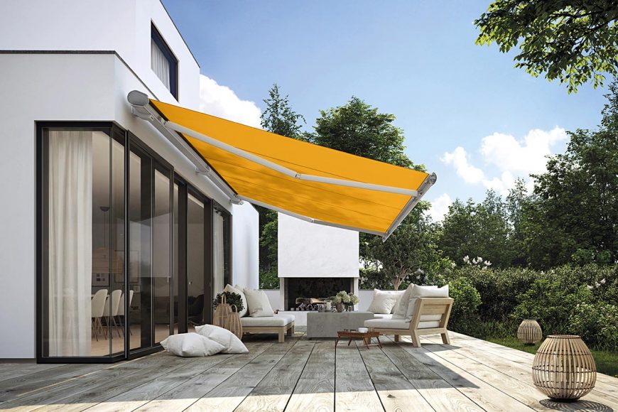 Gelb-orange Kassetten-Markise